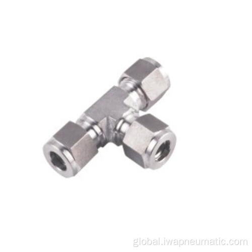 DOUBLE FERRULE COMPRESSION FITTING STAINLESS STEEL TUBE FITTING TEE UNION Factory
